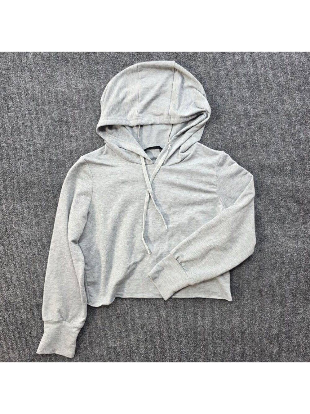 Shein Cropped Hoodie L Gray Open Back Wrap Hem Indie Athleisure Layers Casual